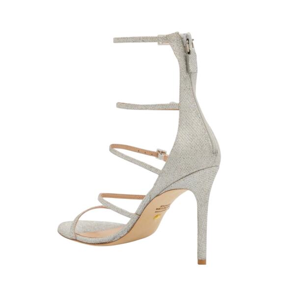 NIB Stuart Weitzman Nudist 7.5 Crystal Buckle Sandals 100mm Silver Glitter $625 - Picture 3 of 13